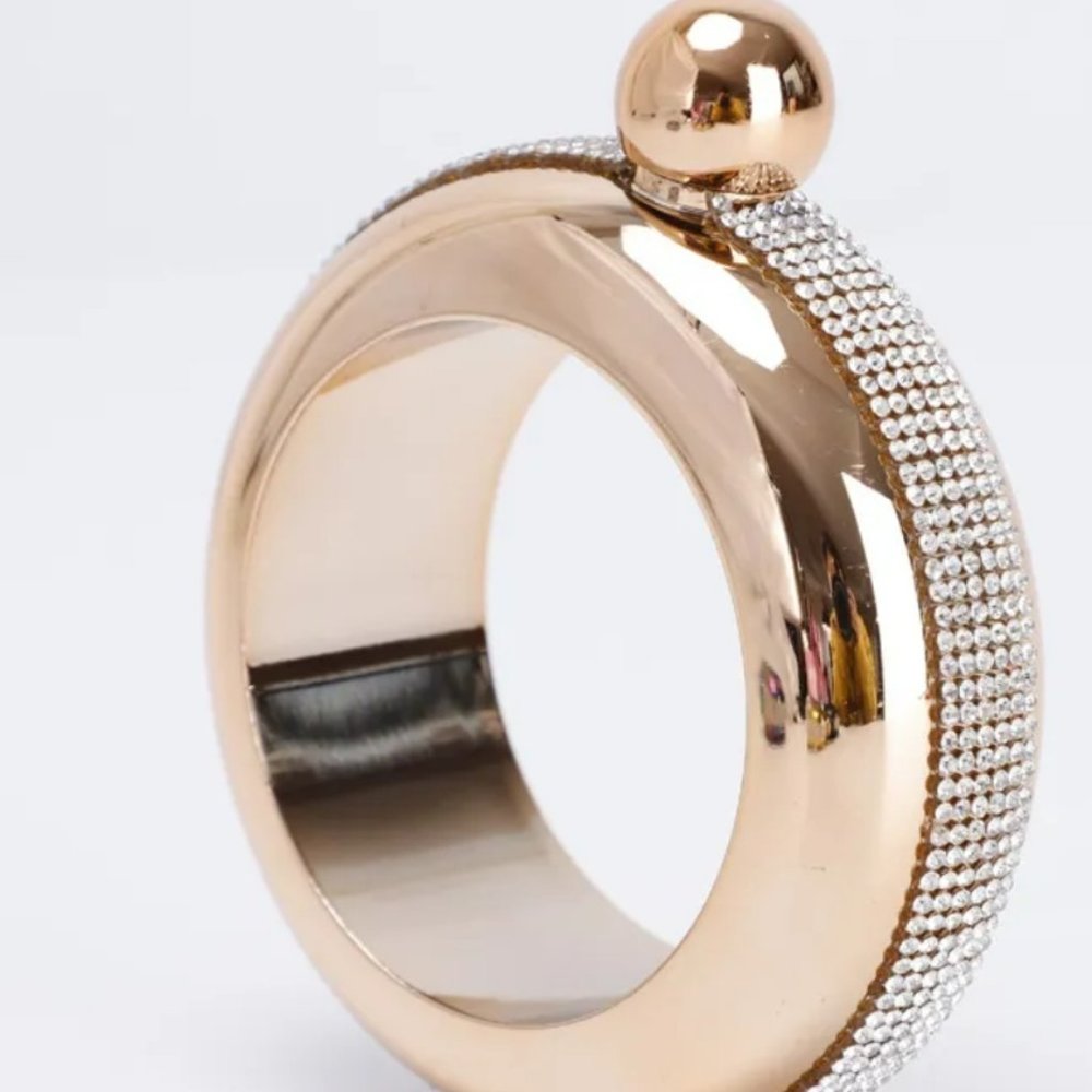 Rose Gold Bracelet Flask with Rhinestones For The Ladies!